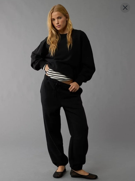 American Eagle Outfitters Pants - American Eagle Outfitters Black Wide-Leg Drawstring Sweatpants